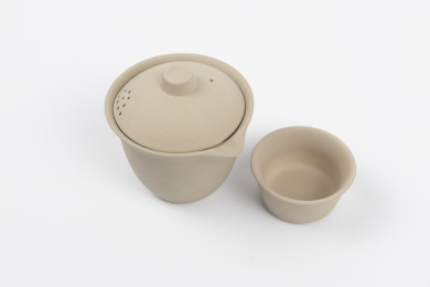 静物粗陶茶具特写
