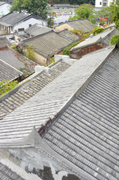 广东深圳甘坑客家小镇 传统民居建筑俯拍