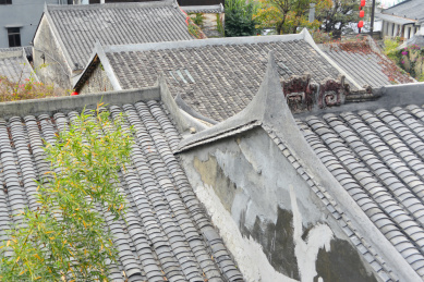 广东深圳甘坑客家小镇 传统民居建筑俯拍