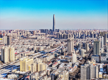 航拍天津市滨海新区全貌
