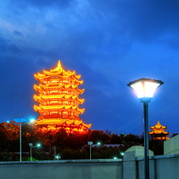 夜晚湖北武汉黄鹤楼外景