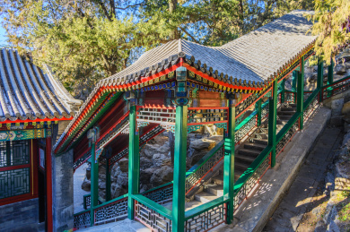 中国古典园林建筑彩绘游廊