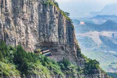 中国山西省浑源县恒山景区山谷园林古建筑