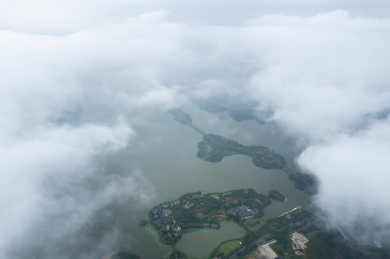 杭州湘湖景区自然风景航拍