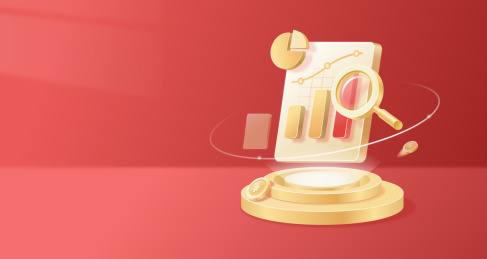 金融经济数据图和放大镜立体图标矢量插图