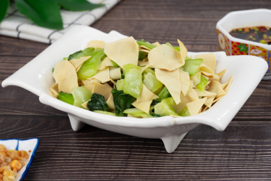 豆皮炒油菜  