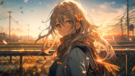 黄昏下的乡间女孩