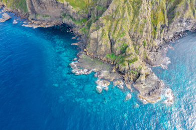 亚洲日本北海道礼文岛的航拍风光