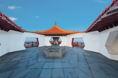 中国山西省阳泉市城区狮脑山钟亭园林建筑