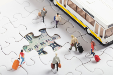 微缩创意日元上赴日旅游的游客