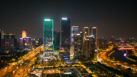 成都招商大魔方夜景