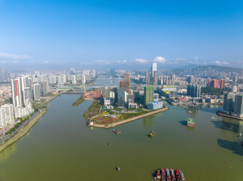 中国广东珠澳跨境工业区航拍