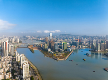 中国广东珠澳跨境工业区航拍