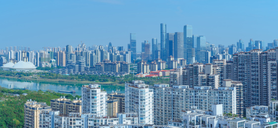 南宁柳沙半岛与五象新区城市高楼建筑全景