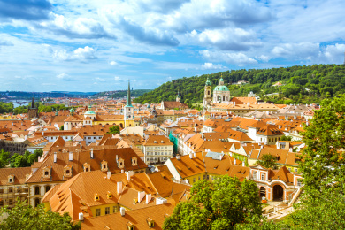 捷克首都金色布拉格城市建筑风光