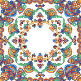 矢量敦煌藻井花纹图案线条画装饰场景