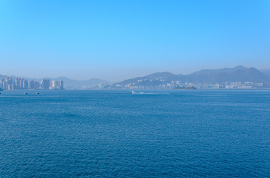 中国香港大埔大美督海湾山岛自然风光全景