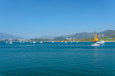 中国香港大埔大美督海湾海港码头游船游艇