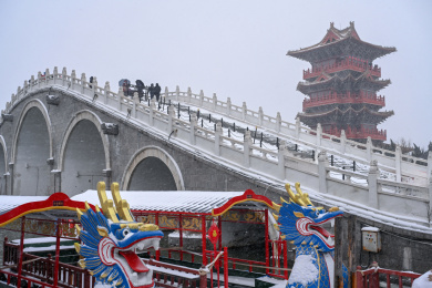 龙舟龙船雪景开封清明上河园