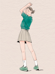 绿色上衣女孩插画