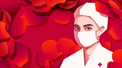 医护剪纸风矢量插画海报