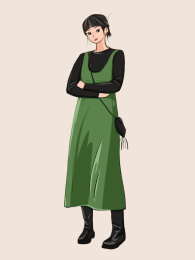 时尚穿搭女孩全身手绘