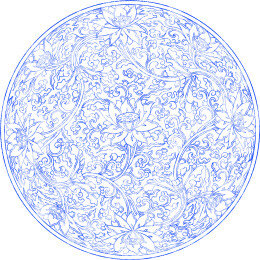 中式缠枝纹青花瓷盘子装饰插画手绘传统纹样