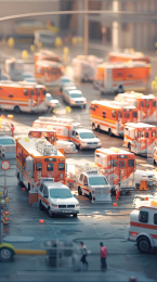 现代城市遭遇车祸的路口微缩景观