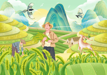 国潮风田园风光