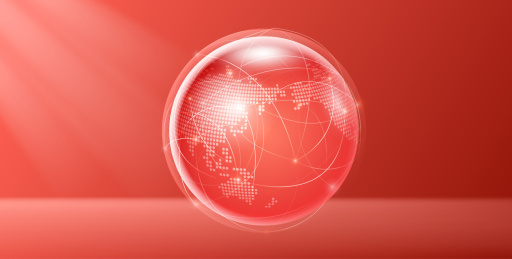 全球商务科技矢量3D红色图标