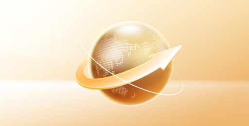 全球商务科技矢量3D金色图标