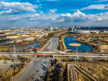 辽宁鞍山铁西区千山西路航拍城市风景