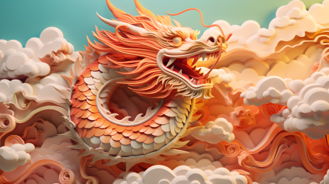 纸雕风格龙