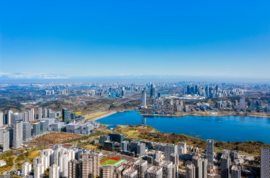 四川省成都市天府新区科学城兴隆湖航拍图