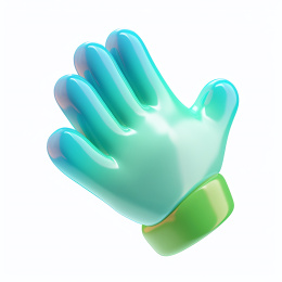 3D渲染蓝绿渐变小手