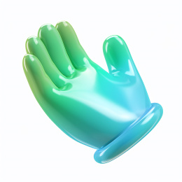 3D渲染蓝绿渐变小手