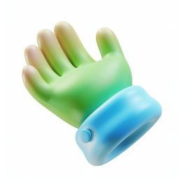 3D渲染蓝绿渐变小手