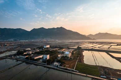 福建宁德霞浦松江北岐海上农田滩涂日出风光