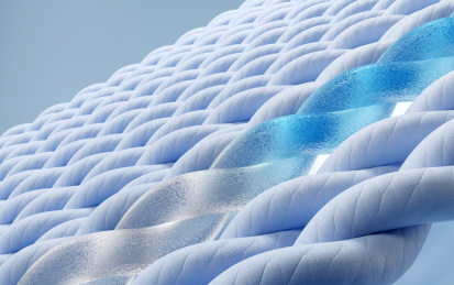 微观常温转换清凉蓝色纤维冰丝面料的编织图