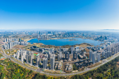 四川省成都市天府新区科学城兴隆湖航拍图