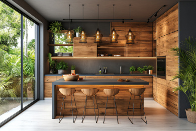 实木家居装修风格实木橱柜