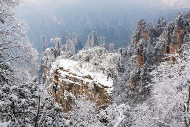 中国湖南张家界天子山雪景