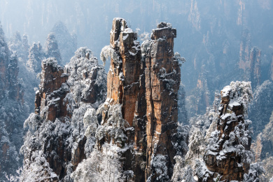 中国湖南张家界天子山雪景