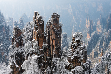 中国湖南张家界天子山雪景