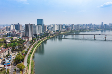 航拍湖南株洲城市风光