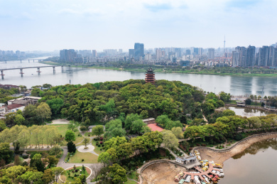 航拍湖南株洲神农公园
