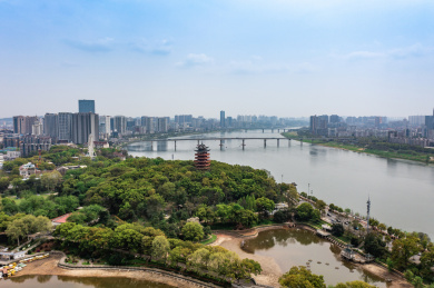 航拍湖南株洲神农公园