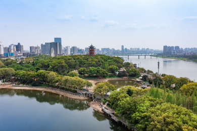 航拍湖南株洲神农公园