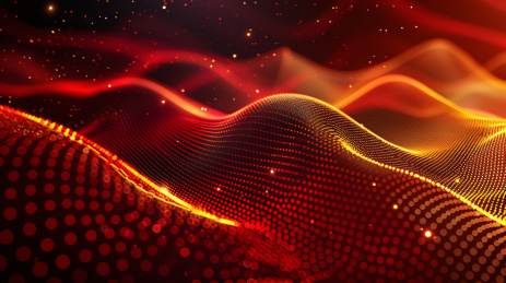 金色网点网格红色波浪抽象背景