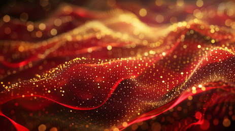 金色网点网格红色波浪抽象背景